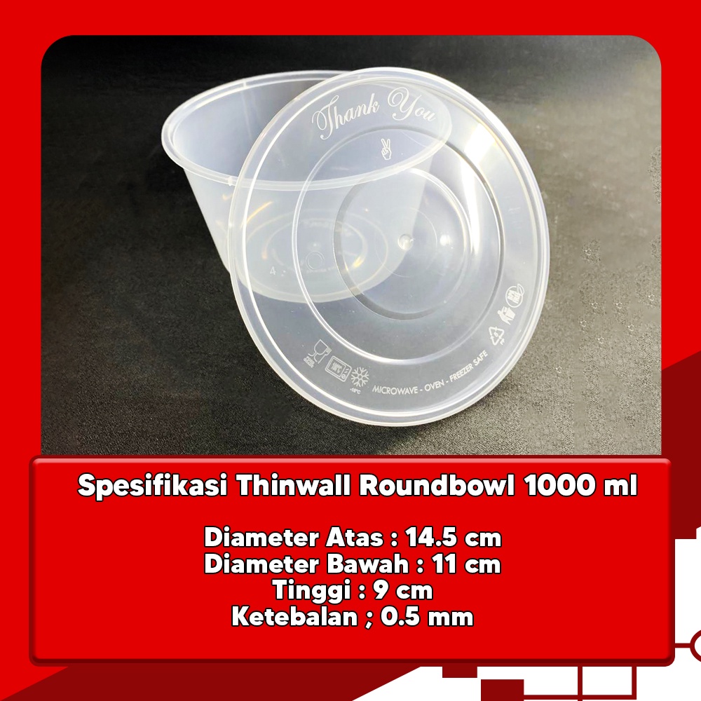 THINWALL MANGKOK BULAT 1000ML - MANGKUK PLASTIK 1000 ML MURAH