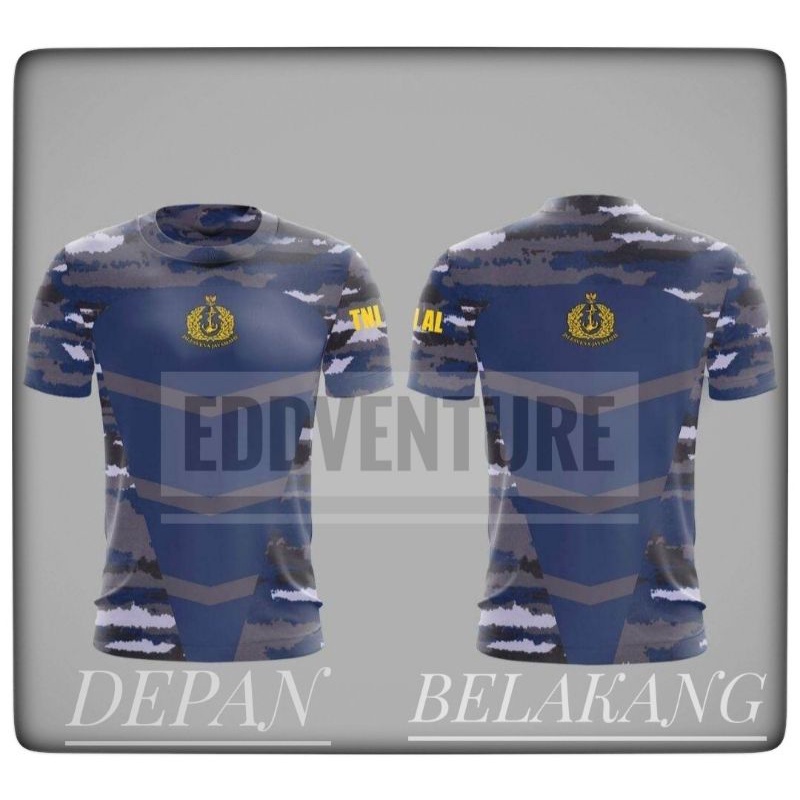 Baju kaos atasan pakaian jersey jersy olahraga sport lengan pendek bahan full dri fit tentara prajurit marinir loreng TNI AL dryfit premium pria wanita bola volly futsal cewek cowok