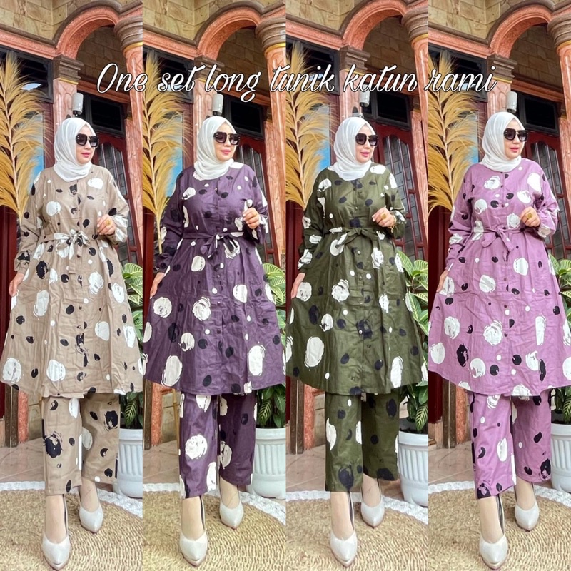 ONE SET LONG TUNIK KATUN RAMI
