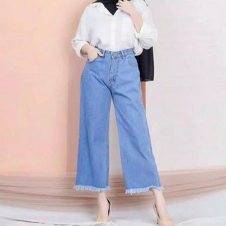 Highwaist Celana Kulot  Jeans  High Waist Kulot  Jeans  Wanita 