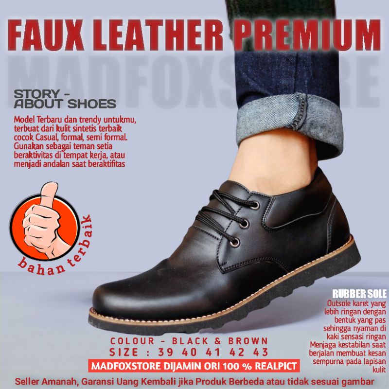 Sepatu Formal Pria Pantofel Faux Asli Tali Spatu Pantopel Oxford Hitam Cokelat Kantor Kerja Cowok Te