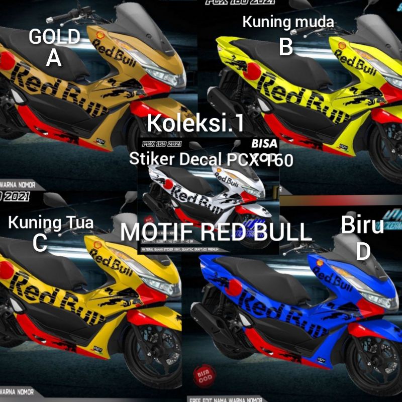 Decal PCX 160 Full Body Variasi Red bull Banyak Varian Warna