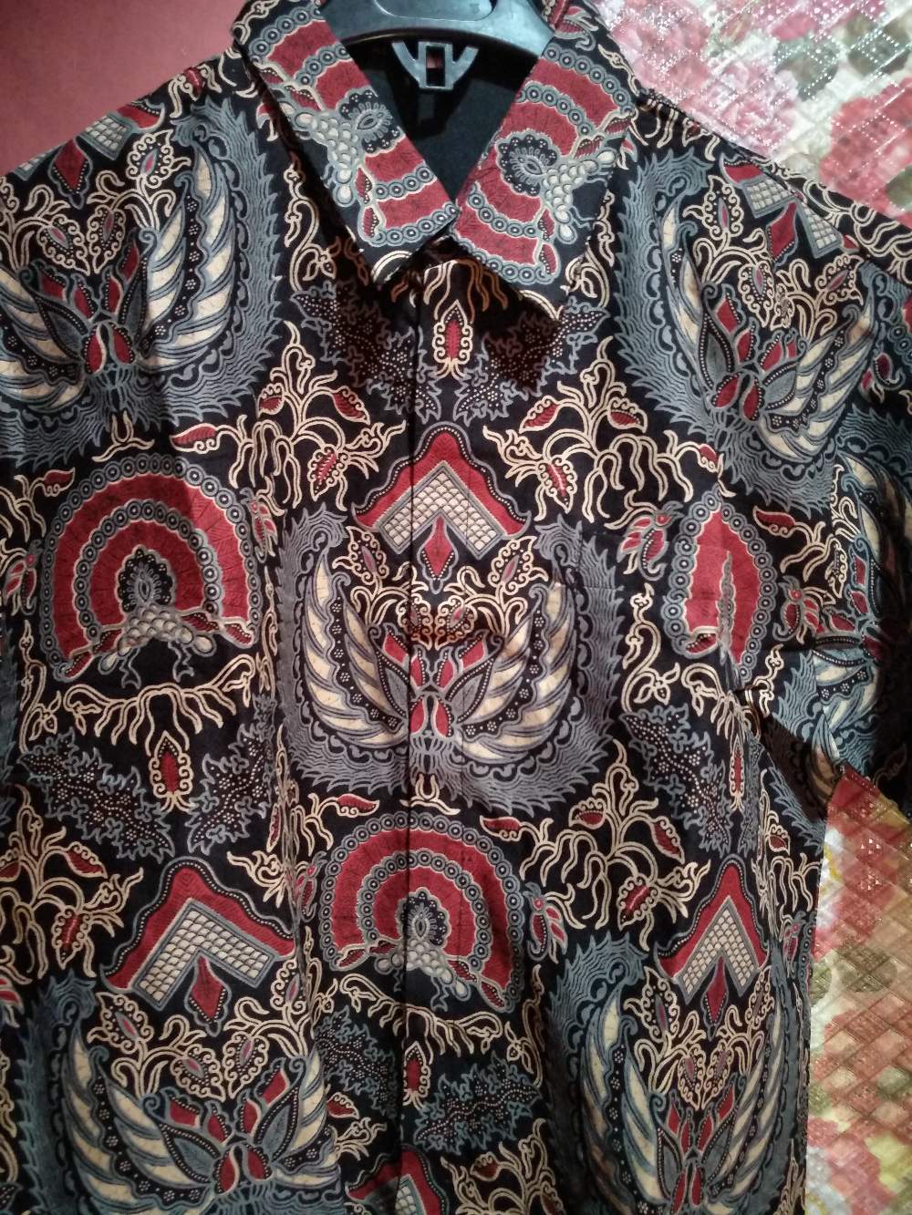 Mahkota Merah Kemeja Batik Pria Lengan Panjang Pendek Lapis Furing Baturaden