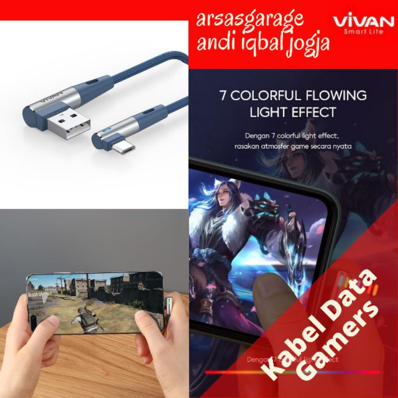 BWM100s Kabel Data Fast Charging Micro USB VIVAN Gaming Siku 2.4A 100CM ori