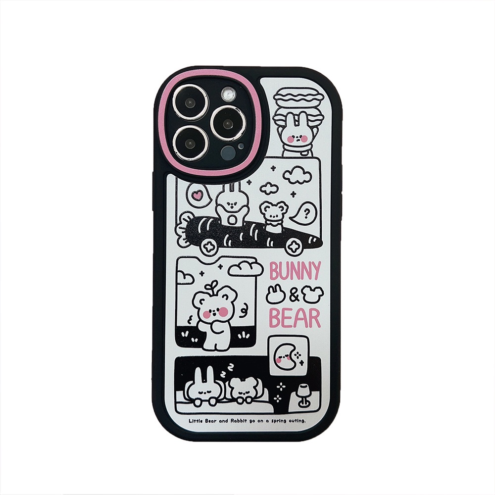 Case Pelindung Bahan Silikon Motif Kartun Beruang Kelinci Untuk Iphone 14 7 8 SE2020 7 + 8PLUS XS XR 11 12 13 PRO MAX
