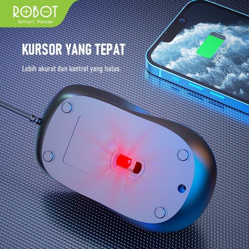 MOUSE KABEL 1200 DPI ROBOT M102 GARANSI 1 TAHUN