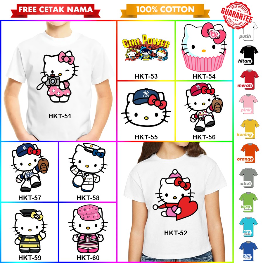 [FREE NAMA!!] Baju Kaos COUPLE HELLO KITTY BANYAK MOTIF