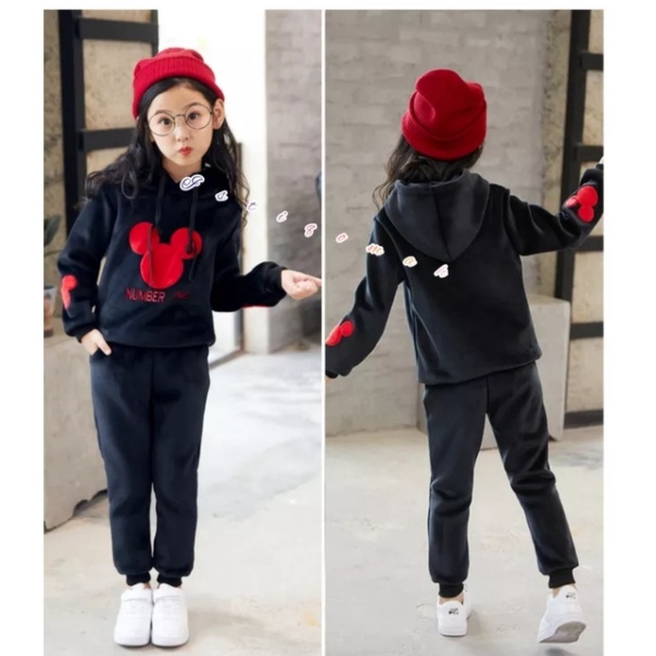 hoodie set| Setelan sweater hoodie Anak Mickey Number One anak Laki-laki dan perempuan Umur1-5 Tahun