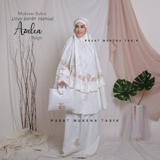 MUKENA PRISKET DEWASA SUTRA DOVE BORDIR MANUAL AZALEA | GROSIR BELI MUKENA PLISKET MURAH AMORA