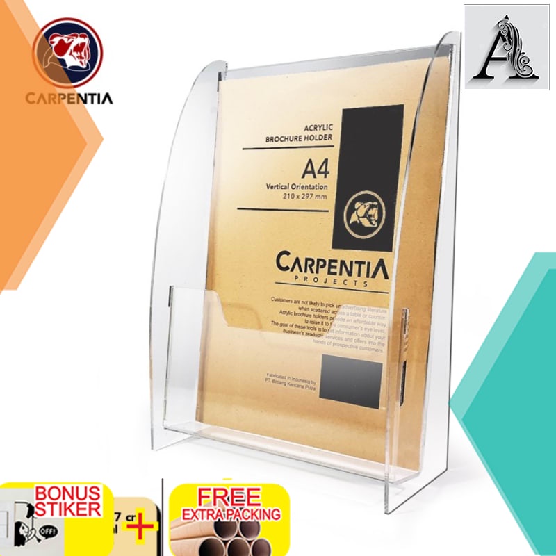 

Murah Brochure Holder Acrylic/Tempat Brosur Akrilik A4 - Tipe B Bening /3 mm