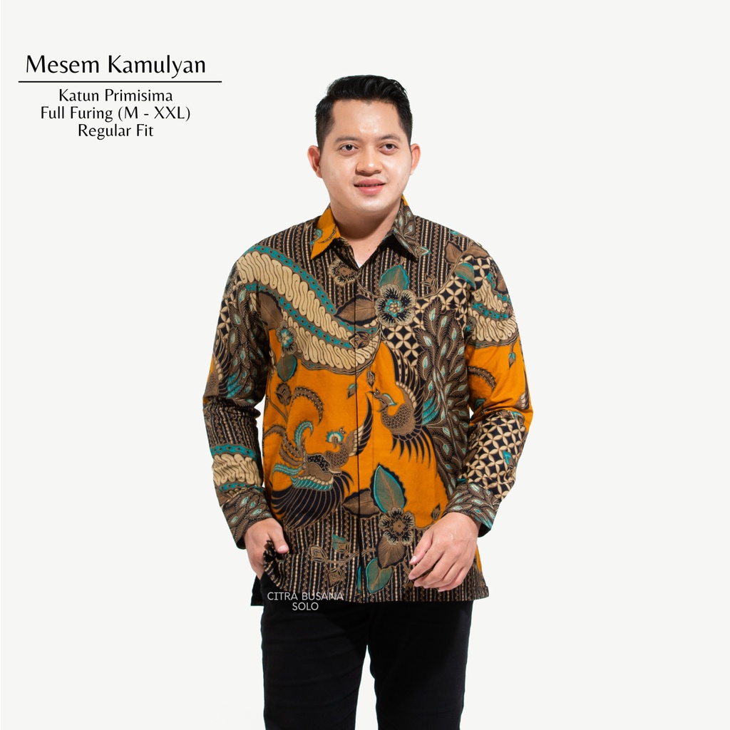 MESEM KAMULYAN KUNING Kemeja Batik Pria Full Furing Bahan Katun Primisima