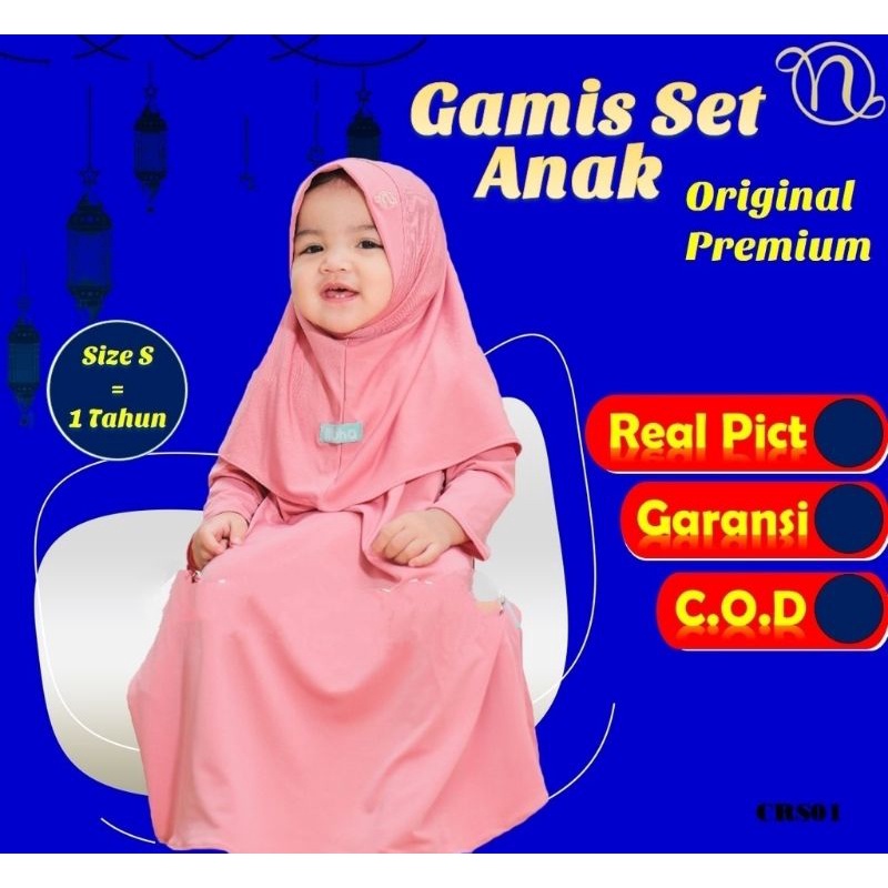 PAKAIAN MUSLIM ANAK + KERUDUNG / GAMIS KERUDUNG PEREMPUAN WANITA / PEREMPUAN POLOS MURAH TERBARU