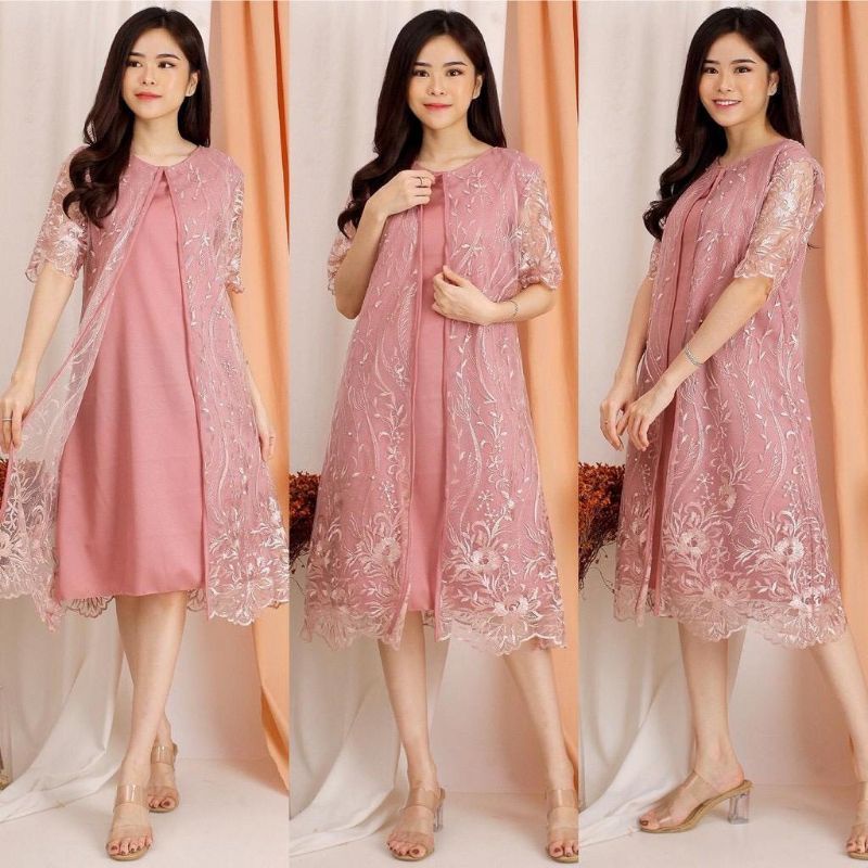 DRESS TILE CANTIK / DRESS PESTA TERBARU/ Dres Meiwa - 17/ DRES CNY 2022 / NEW YEAR DRESS / XMAS DRESS/ TILE BRUKAT TERBARU