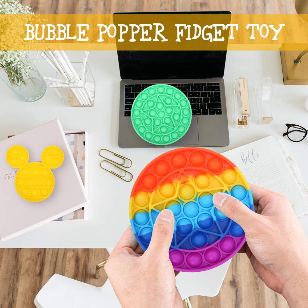 Silicone Desktop Push Bubble Sensory Toy Kid Funny Anti-stress Pop It Fidget Reliver Stress Game Board New Rainbow Cheap