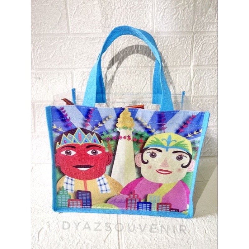 

Tas ultah custom ondel-ondel tas souvernir goodiebag tas mika tas kado