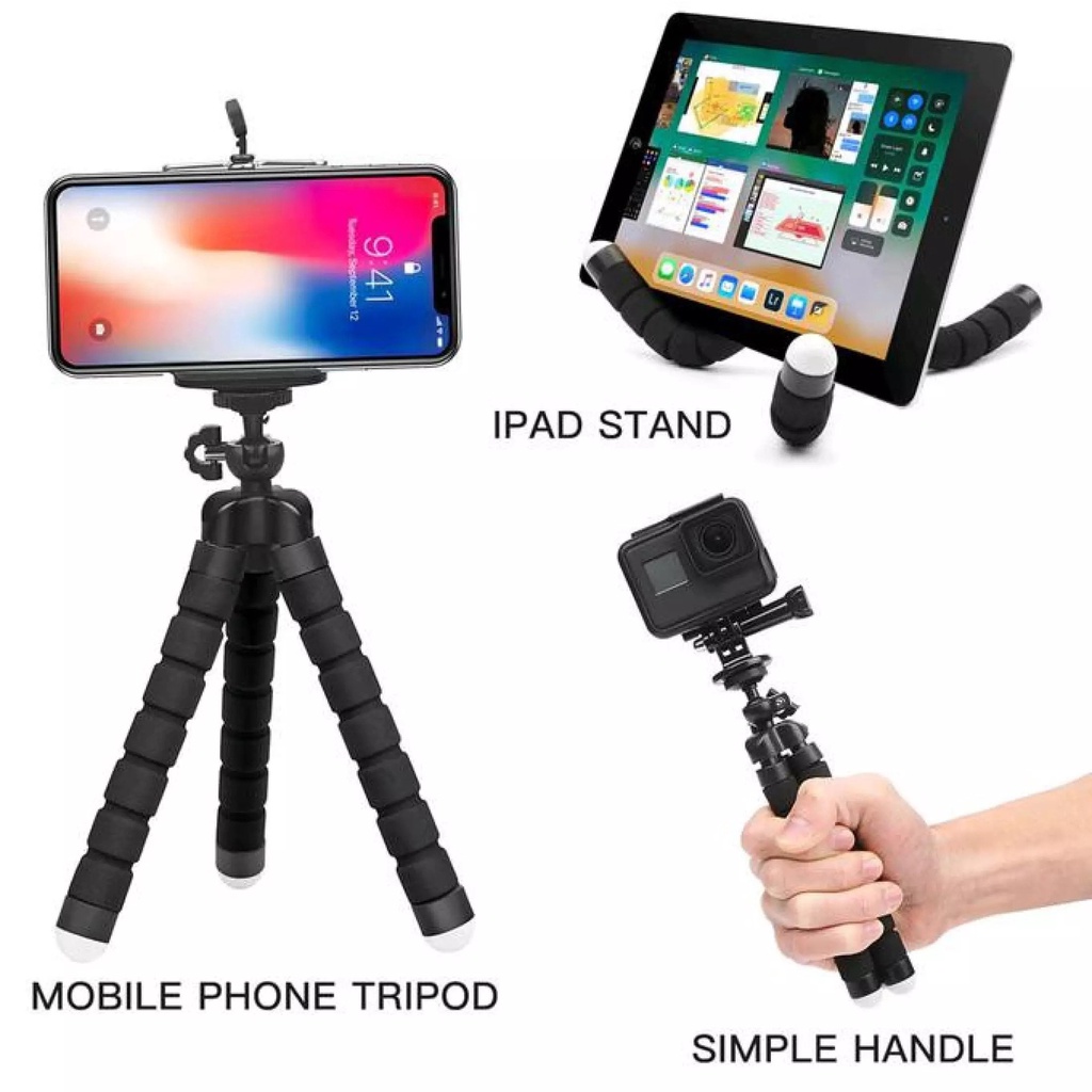 SPIDER Tripod + Holder U kaki Fleksibel universal Stand penyangga HP