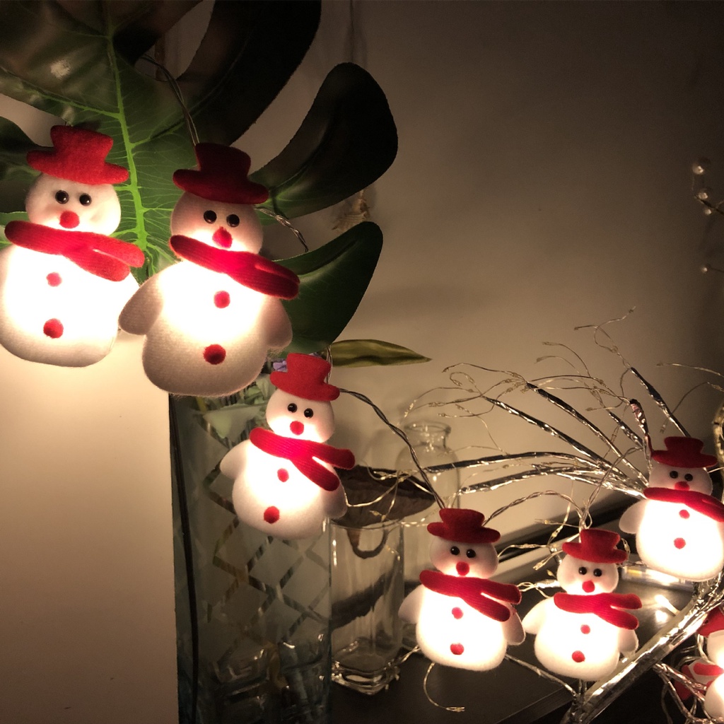 Lampu String 1.65m / 3m Desain Snowman Elk Untuk Dekorasi Pohon Natal