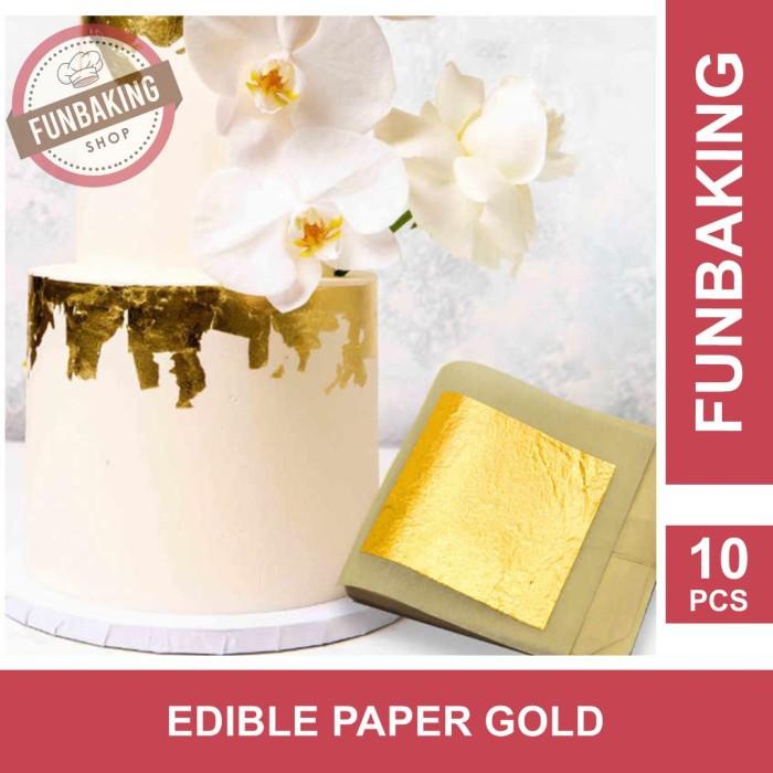 

FunBaking - 10Pcs GOLD EDIBLE LEAF SHEET KERTAS EMAS FOOD GRADE 24K