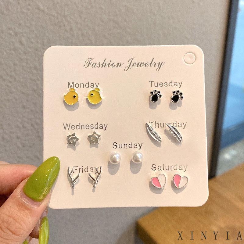 Set 7 Pasang Anting Kombinasi Model Sederhana