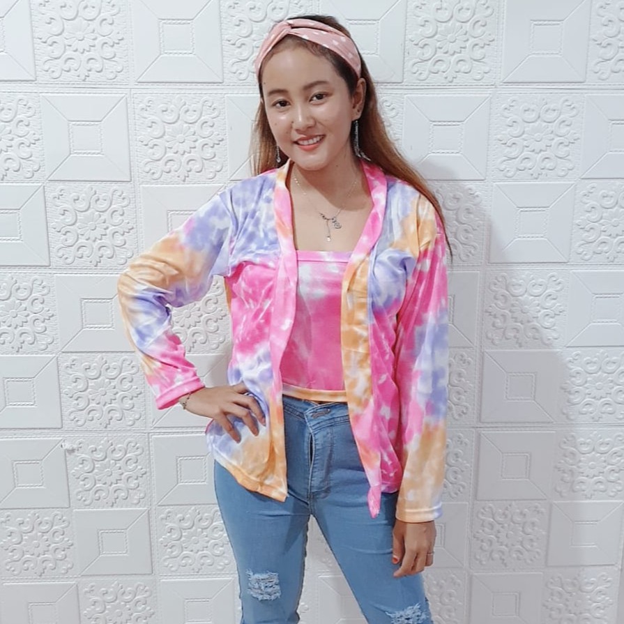 Set Cardigan Outer Tie Dye + Kemben Fit XL