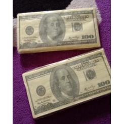 ✅ COD ✅  Tissue Kertas Tisu Tisue Unik Gambar Bentuk Mata Uang Dolar 100 USD