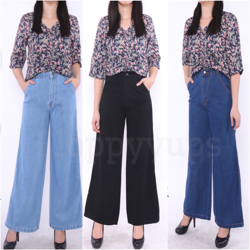 Floppyyups Devinca Kulot  Basic Jeans  Celana  Denim Kulot  