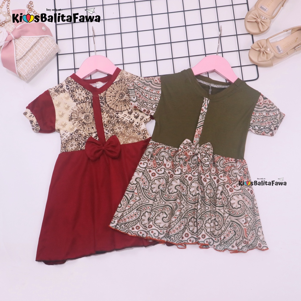 Dress ABC uk 1-2 Tahun / Dres Anak Perempuan Murah Baju Batik Adem Grosir Lengan Bahan Kaos