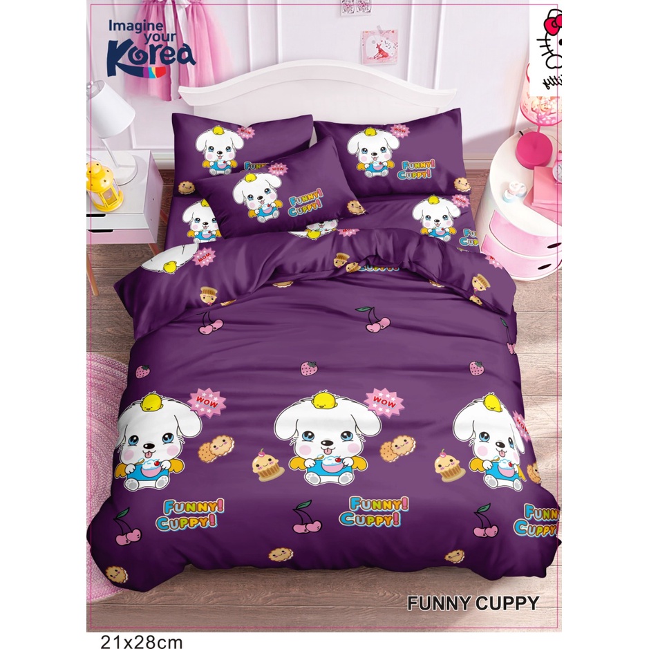 Sprei Micro Homemade ANAK funny cupy puple &quot;PREMIUM&quot; Disperse ukuran 120 160 180x200 &amp; 200