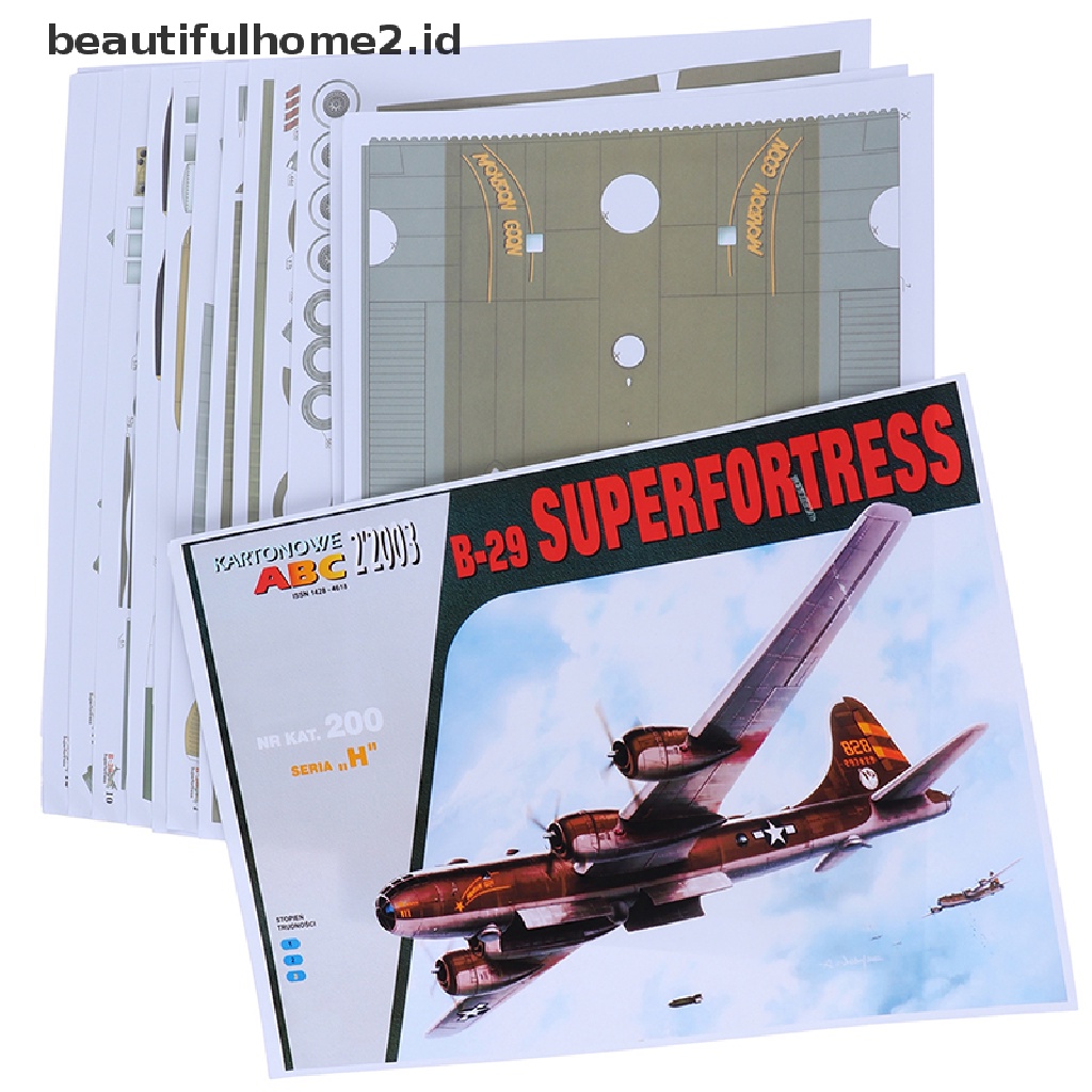 [beautifulhome2.id] 1:47 B-29 Super Aerial Fortress Bomber Aircraft DIY 3D Paper Model Kit Toys ID