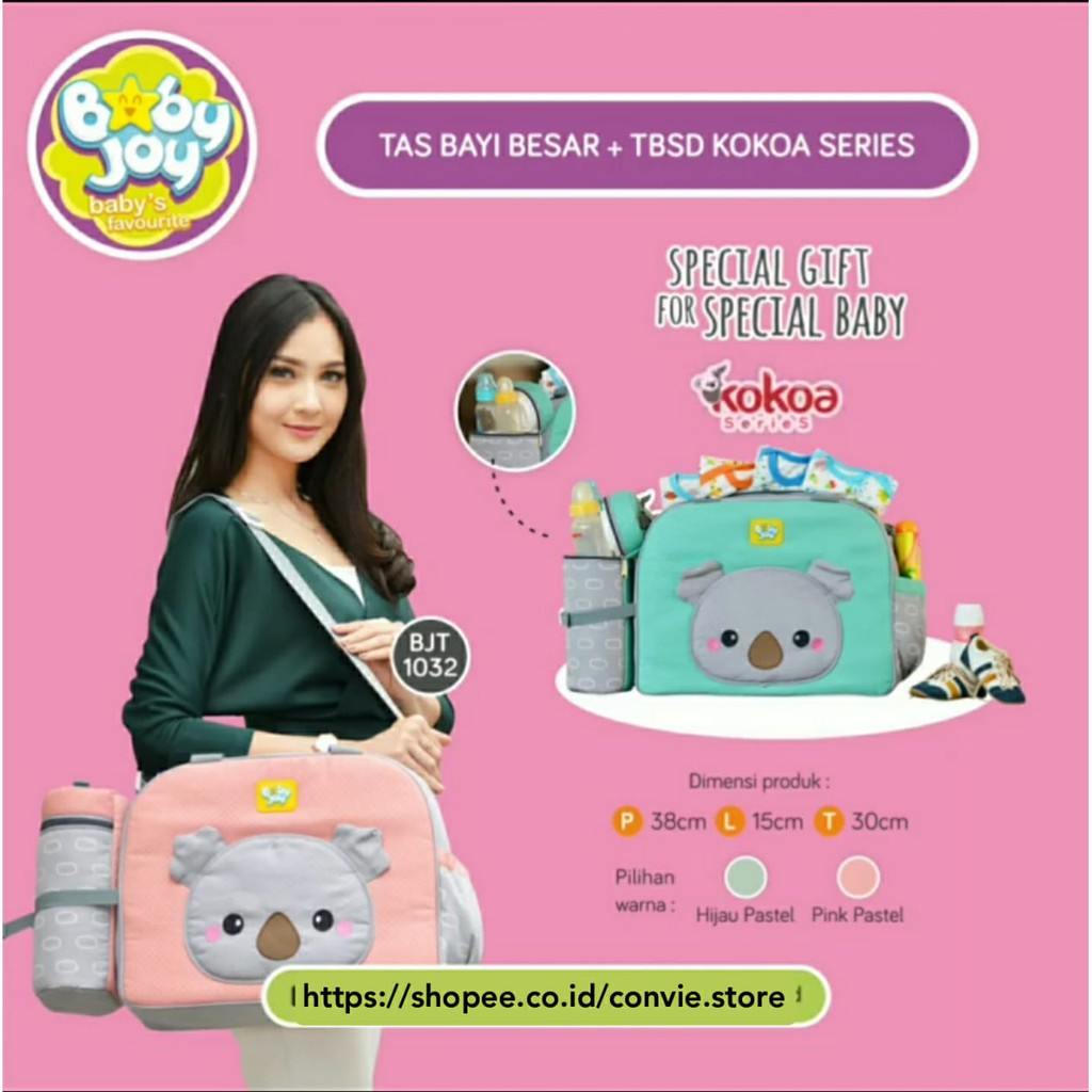 Baby Joy Tas Bayi Besar Diaper Bag + Tabung Botol Susu Double Kokoa Series