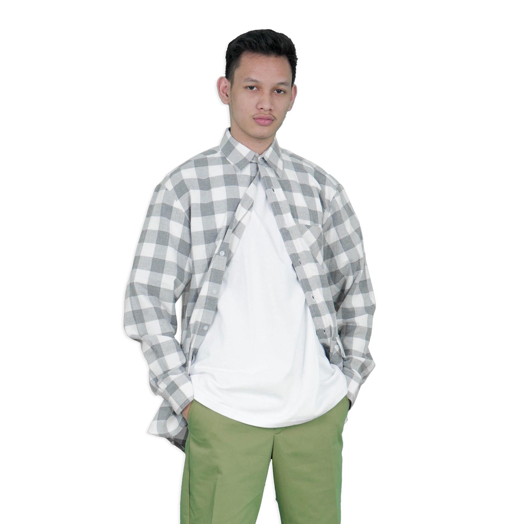 RKYND Flannel Shirt Gloria Grey- Kemeja kotak kotak Pria dan Wanita