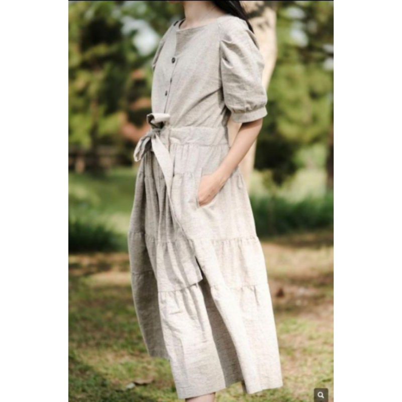 MAVEN OPHELIA DRESS IN ROLLED OAT ORI