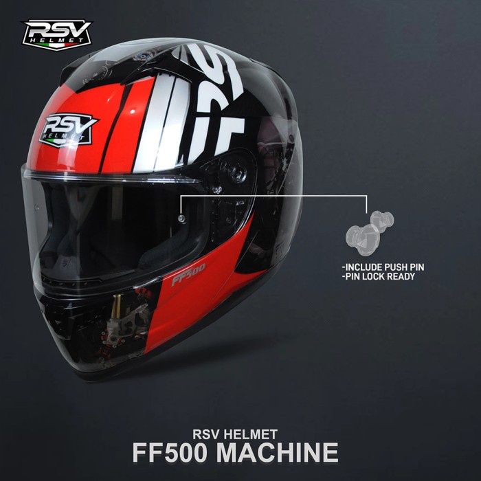 Helm Full Face - Rsv Ff500 Machine - Paket Ganteng - Spoiler & Visor Termurah