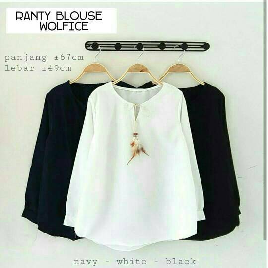 Ranty Blouse / Baju putih / pakaian hitam / Casual / Baju wanita murah