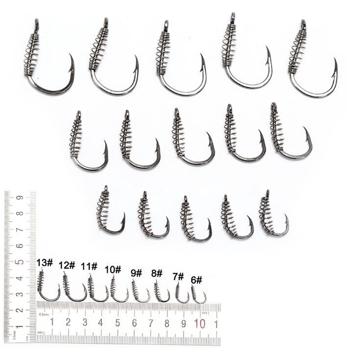 20pcs/lot High Carbon Steel Spring Hook Barbed Swivel Carp Jig Fly Fishing Hooks With Hole
