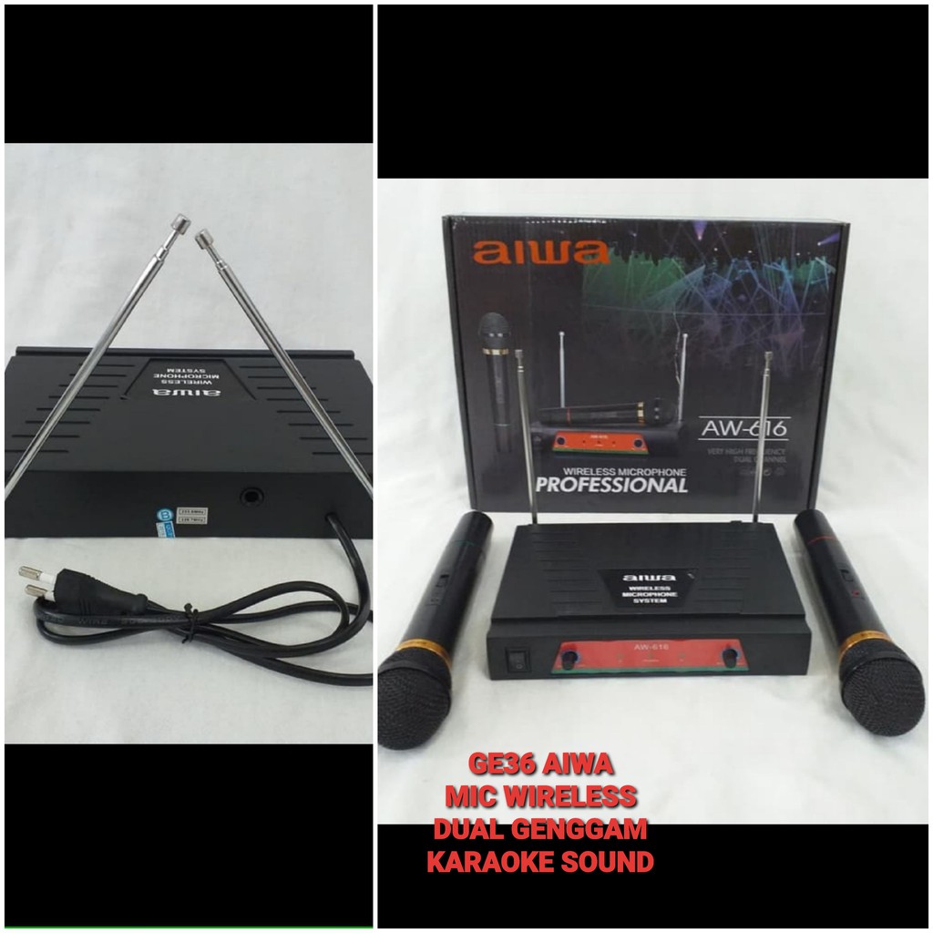 G36 Aiwa naiwa mic wireless system wireles sistem karaoke vokal vocal microphone mic mikrophone profesional pro sound audio panggung dj studio G36   1receiver +2 mic BISA DIGUNAKAN SEGALA JENIS AUDIO SOUN  Sepasang 2 unit mic handle pegang jarak 20 - 30 m