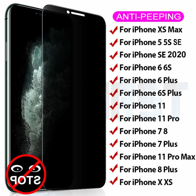 Antispy Tempered Glass For iphone X XR XS 11 Pro Max Protective Glass Film iphone 6 6S 8 7 Plus 5 5S SE Privacy Screen Protector