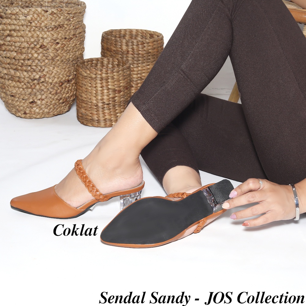 Sendal Wanita Mules Terbaru Hak Kaca Tinggi 5 cm - Sandy by JOS Collection