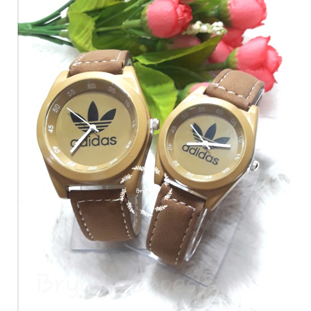 YB -Bryan'S Jam Tangan Couple Adidas Kulit Coklat Cad089C