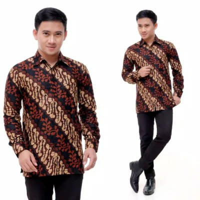 Bswart Batik Hrb026 Kenongo Hem Pendek Padi Pekalongan M L Xl Batik Pria Murah Modern Grosir Eceran