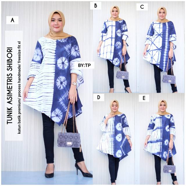 Tunik Batik Asimetris Shibori Shopee Indonesia