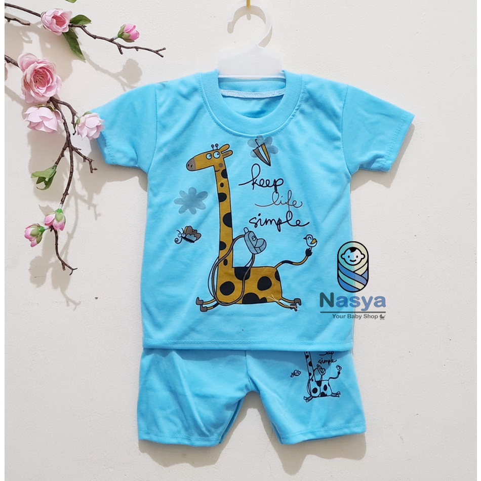 [J-002] Setelan Baju Pendek bayi laki-laki / Baju anak bermotiif MURAH (0-6 bulan)