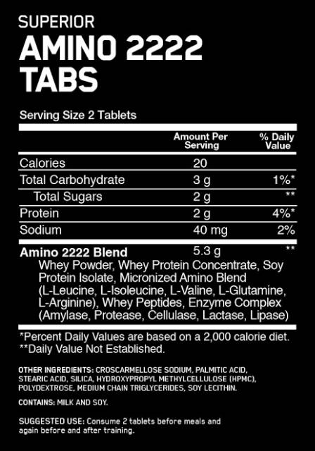 ON Amino 2222 320 Tablet non humabolic amino tab 500 Optimum nutrition amino 2222