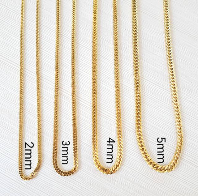 Kalung fashion Titanium Gold Import Kalung Rantai titanium padat Antikarat 2mm 3mm 4mm 5mm 6mm