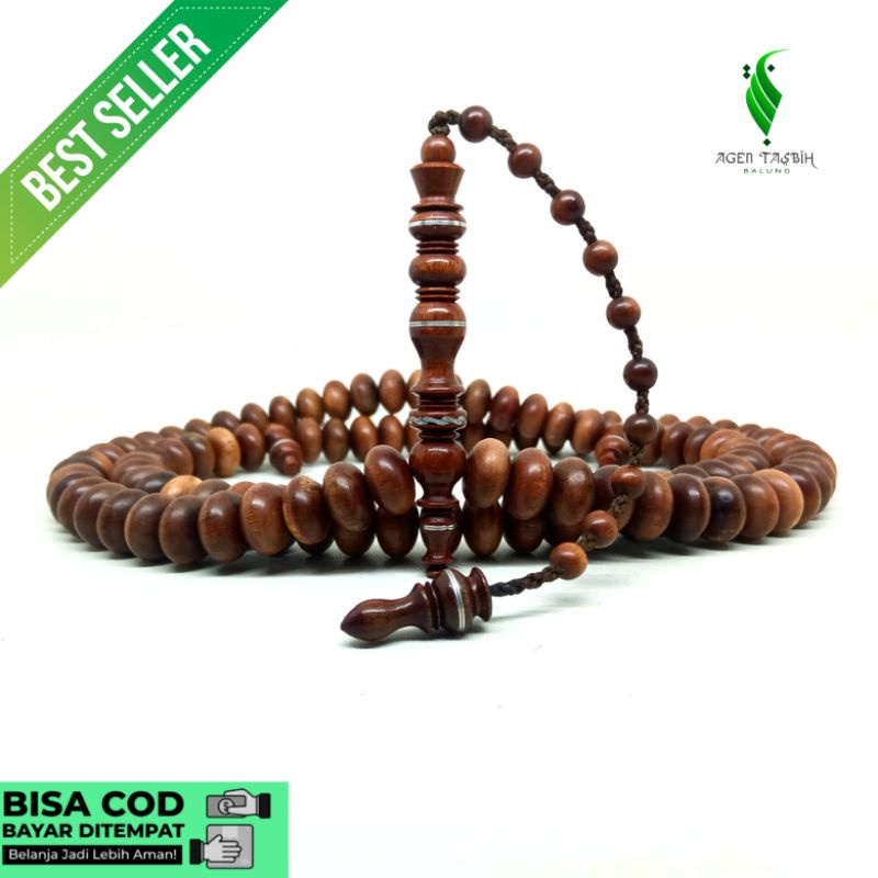 Tasbih Kayu Setigi Laut  Motif Pipih Super Kualitas Tasbih Antik. Tasbih Setigi Laut Asli