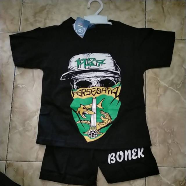 Baju setelan Bonek Boncil Bonita Persebaya Surabaya bahan kaos katun spandek