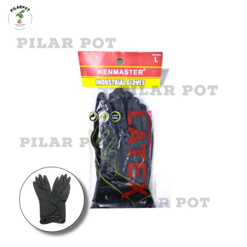 sarung tangan karet latex hand gloves untuk berkebun - KENMASTER HITAM