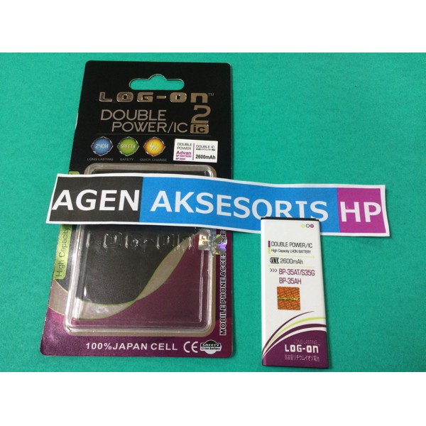 Batre Advan BP-35AT S35G BP-35AH Baterai Log-On Double Power IC 2600mA