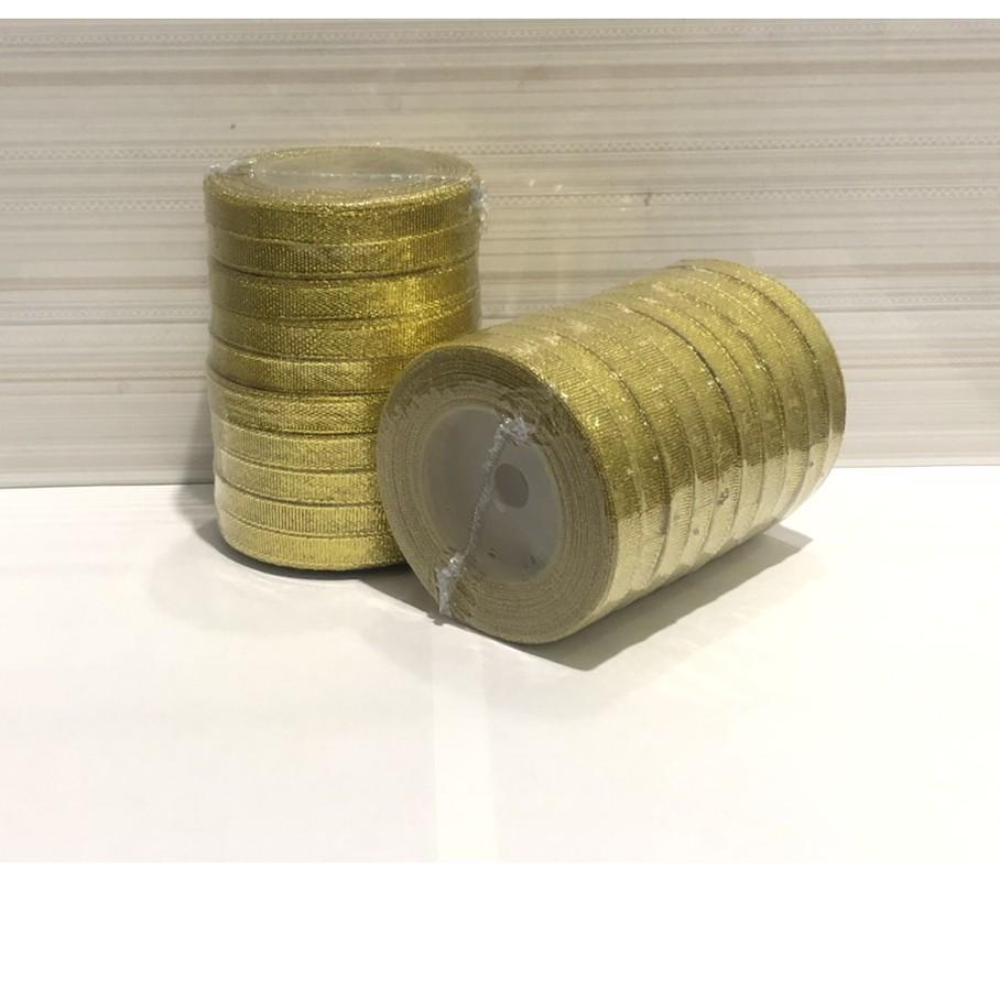 

STAR Pita perak metalik 3/8” / pita emas metalik 1cm / glitter metallic ribbon isi 10 roll