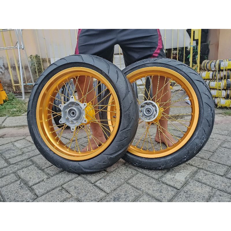 Sepaket Ban Velg SuperMoto Super Moto CRF 150 CRF150 L CRF150L Klx D-Tracker Plus Ban Maxxis IRC Zeneos